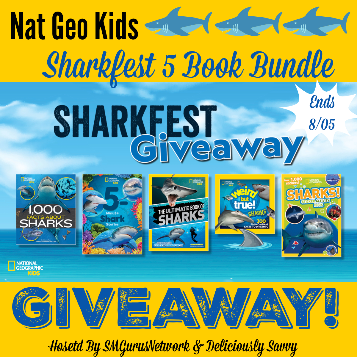 Sharkfest Giveaway #1: Nat Geo Kids 5 Book Bundle – Ends 08/05/2024