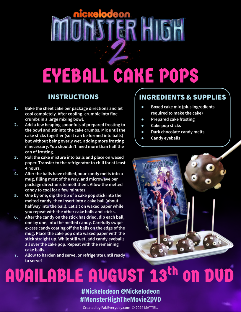 Monster High 2 Eyeball Cake Pops Recipe