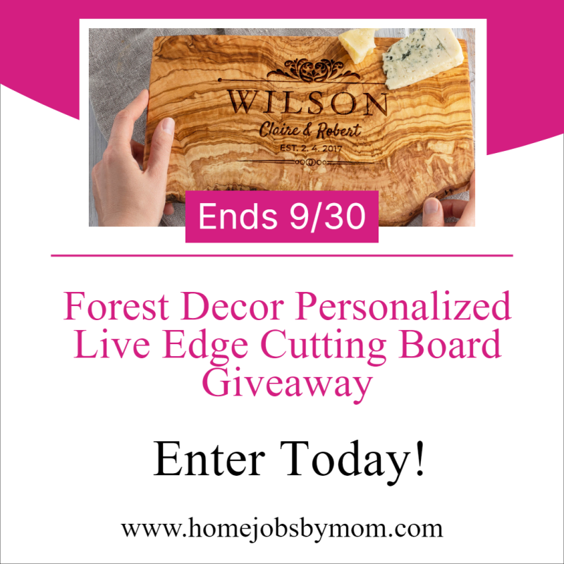 Personalized Live Edge Cutting Board Giveaway – Ends 09/30/24